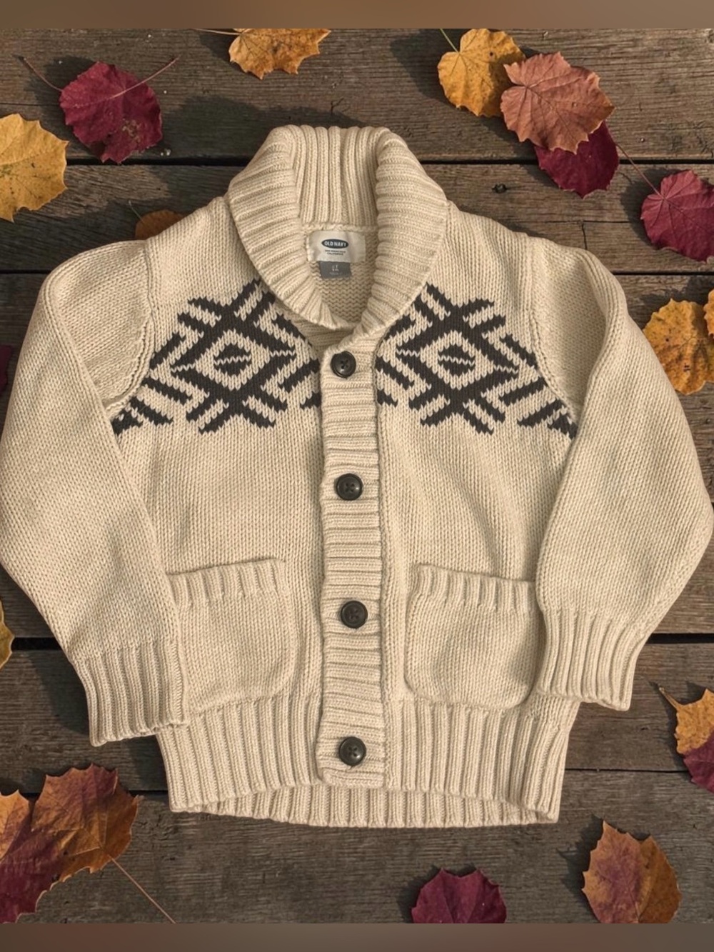 Boy’s 3 3T adorable thick chunky knit autumn oatmeal grandpa sweater